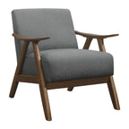 Modern Home Furniture Gray Fabric Upholstered 1pc Accent Chair Walnut Finish Wood Cushion Back and Seat Furniture