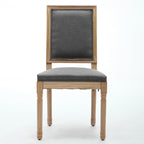 French Decor Chairs Set of 2, Louis Dining Chairs with Square Backrest and Exquisitely Carved Solid Wood Frame for Living Room, Kitchen, Restaurant,SW1879GY, Gray