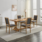 French Decor Chairs Set of 2, Louis Dining Chairs with Square Backrest and Exquisitely Carved Solid Wood Frame for Living Room, Kitchen, Restaurant,SW1879GY, Gray