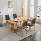 French Decor Chairs Set of 2, Louis Dining Chairs with Square Backrest and Exquisitely Carved Solid Wood Frame for Living Room, Kitchen, Restaurant,SW1879GY, Gray