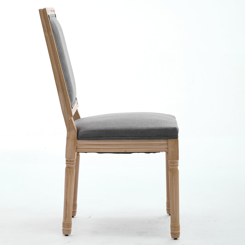 French Decor Chairs Set of 2, Louis Dining Chairs with Square Backrest and Exquisitely Carved Solid Wood Frame for Living Room, Kitchen, Restaurant,SW1879GY, Gray