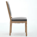 French Decor Chairs Set of 2, Louis Dining Chairs with Square Backrest and Exquisitely Carved Solid Wood Frame for Living Room, Kitchen, Restaurant,SW1879GY, Gray