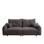 Lamb's wool 2-seater cushion sofa 90'' comfortable sofa for living room Bedroom and other casual spaces Lamb's wool sofa with 2 cushions and 2 ball pillows. (gray)