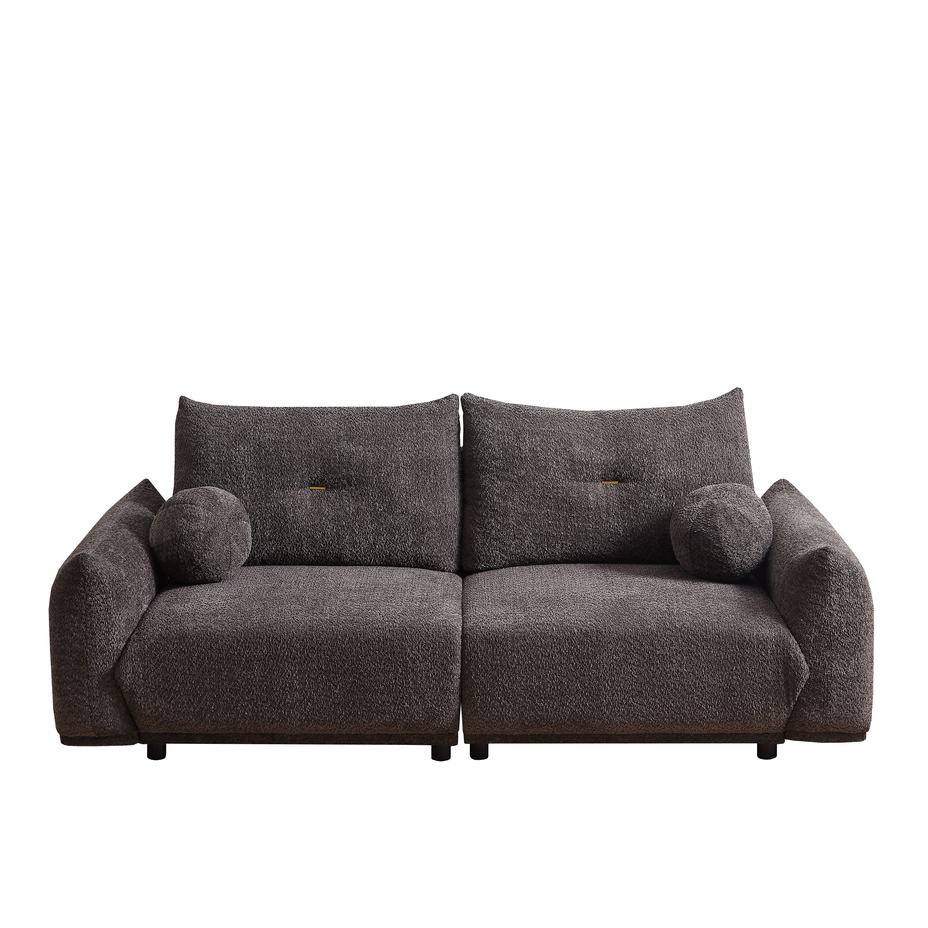 Lamb's wool 2-seater cushion sofa 90'' comfortable sofa for living room Bedroom and other casual spaces Lamb's wool sofa with 2 cushions and 2 ball pillows. (gray)