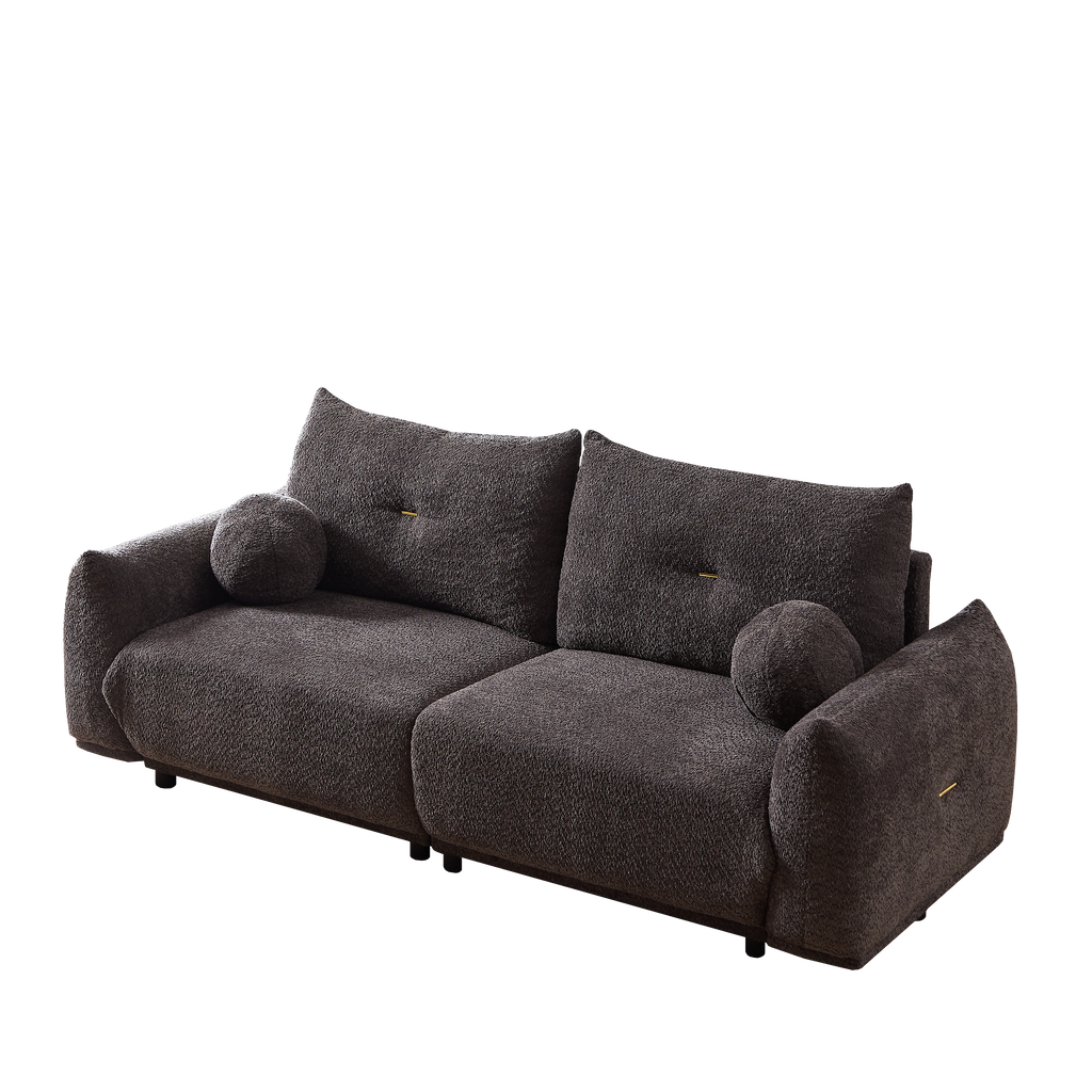Lamb's wool 2-seater cushion sofa 90'' comfortable sofa for living room Bedroom and other casual spaces Lamb's wool sofa with 2 cushions and 2 ball pillows. (gray)