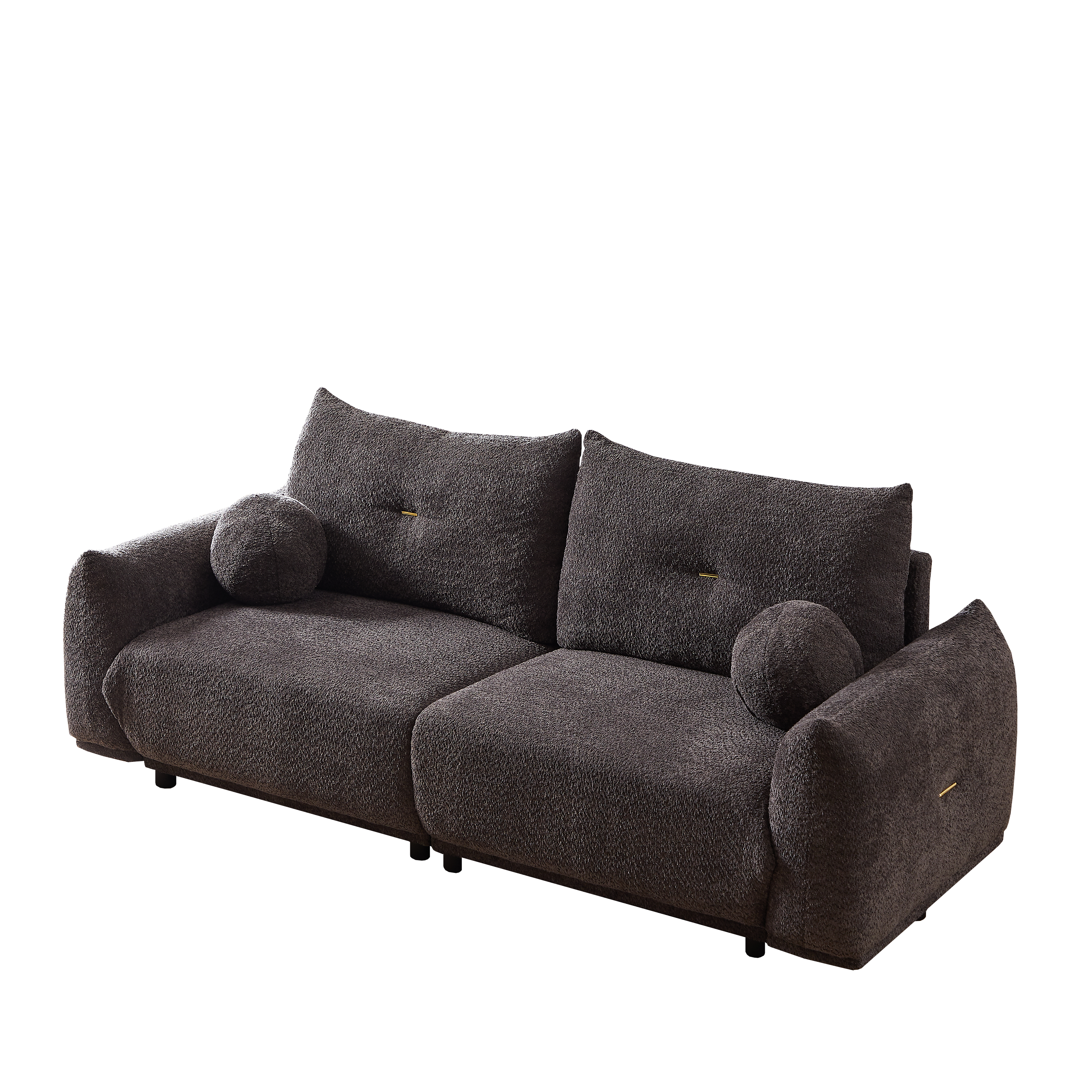 Lamb's wool 2-seater cushion sofa 90'' comfortable sofa for living room Bedroom and other casual spaces Lamb's wool sofa with 2 cushions and 2 ball pillows. (gray)