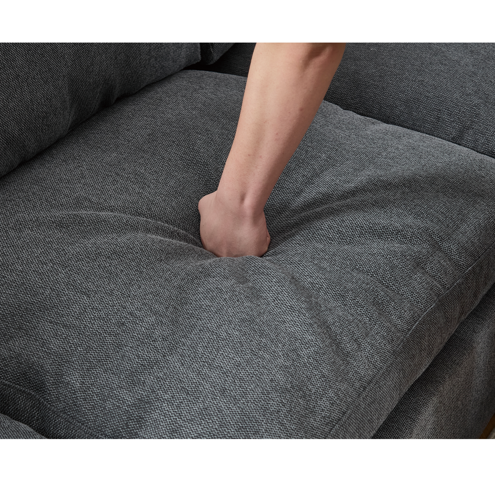 Gray Linen Modular Sectional Sofa with Storage Features.