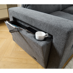 Gray Linen Modular Sectional Sofa with Storage Features.