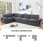 Gray Linen Modular Sectional Sofa with Storage Features.
