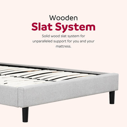 Upholstered Full Size Platform Bed Frame, Tufted Headboard, Gray