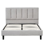 Upholstered Full Size Platform Bed Frame, Tufted Headboard, Gray