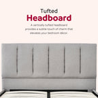 Upholstered Full Size Platform Bed Frame, Tufted Headboard, Gray