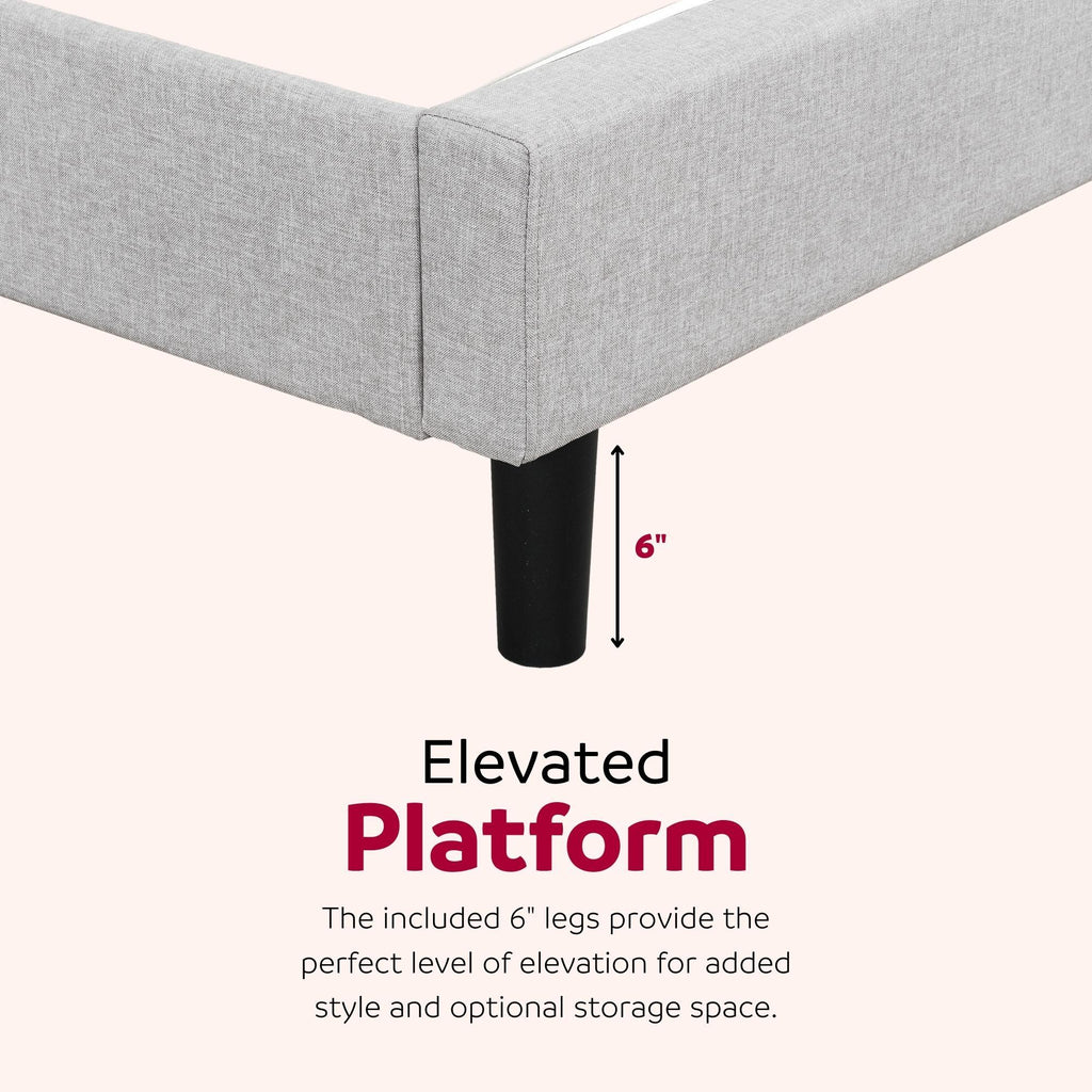 Upholstered Full Size Platform Bed Frame, Tufted Headboard, Gray