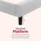 Upholstered Full Size Platform Bed Frame, Tufted Headboard, Gray