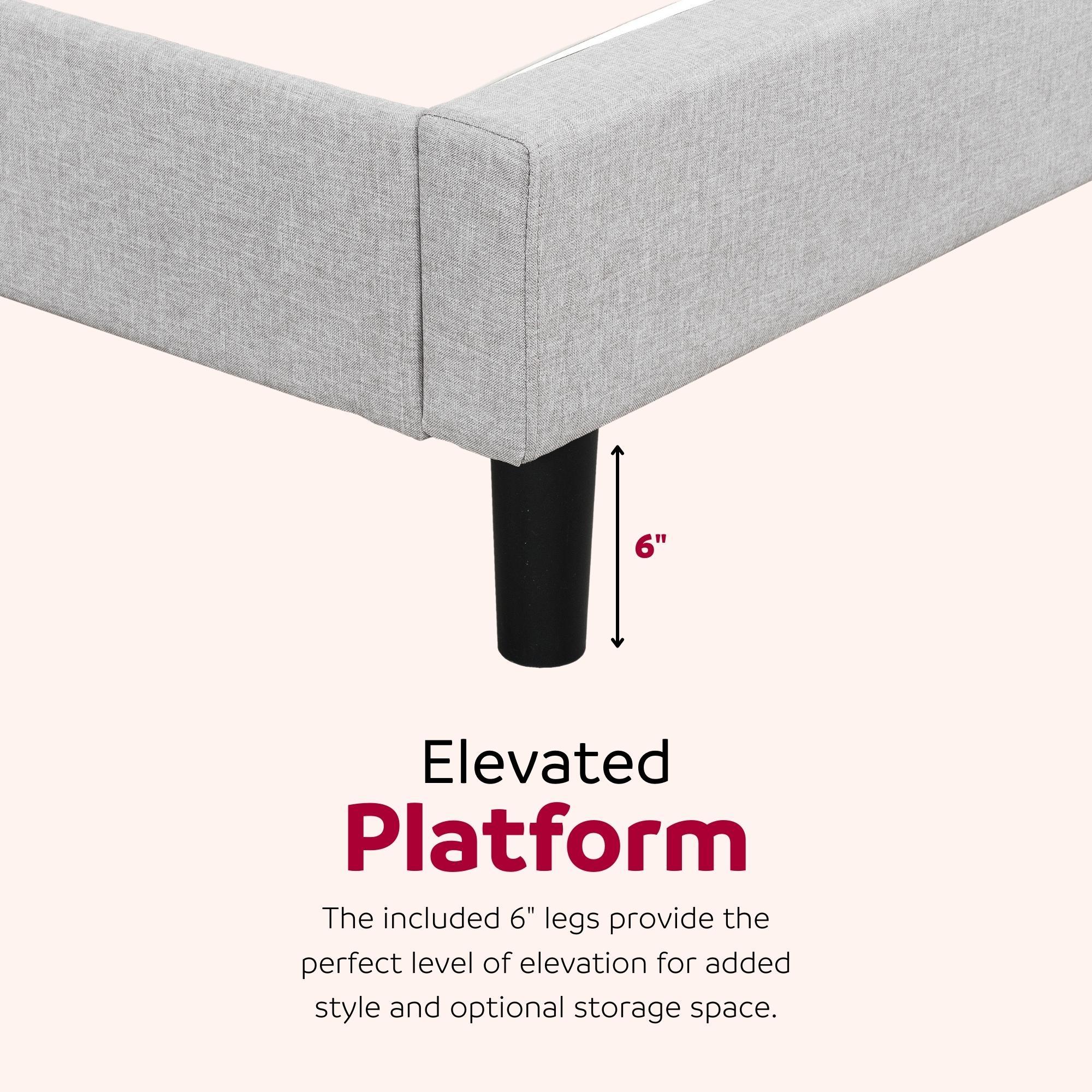 Upholstered Full Size Platform Bed Frame, Tufted Headboard, Gray