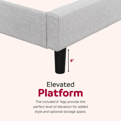 Upholstered Full Size Platform Bed Frame, Tufted Headboard, Gray