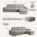This simple modular sofa is made of cotton and linen, with a backrest that can be adjusted backward. It is soft and comfortable, has storage space, and is suitable for both living rooms and bedrooms.