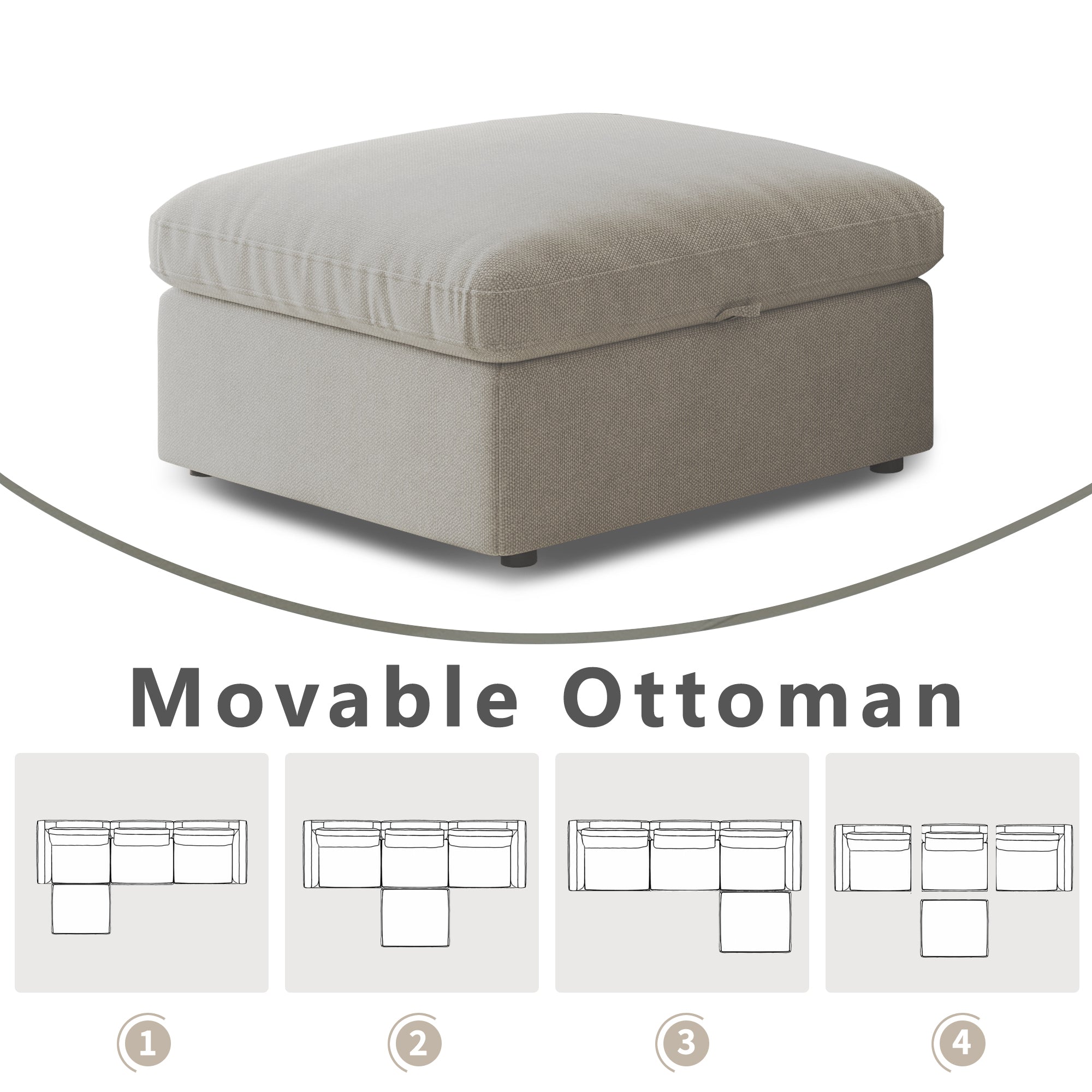 This simple modular sofa is made of cotton and linen, with a backrest that can be adjusted backward. It is soft and comfortable, has storage space, and is suitable for both living rooms and bedrooms.