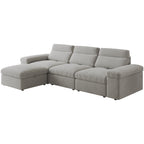 This simple modular sofa is made of cotton and linen, with a backrest that can be adjusted backward. It is soft and comfortable, has storage space, and is suitable for both living rooms and bedrooms.