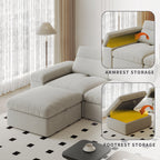 This simple modular sofa is made of cotton and linen, with a backrest that can be adjusted backward. It is soft and comfortable, has storage space, and is suitable for both living rooms and bedrooms.