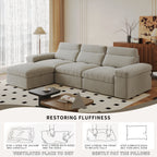 This simple modular sofa is made of cotton and linen, with a backrest that can be adjusted backward. It is soft and comfortable, has storage space, and is suitable for both living rooms and bedrooms.