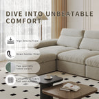 This simple modular sofa is made of cotton and linen, with a backrest that can be adjusted backward. It is soft and comfortable, has storage space, and is suitable for both living rooms and bedrooms.