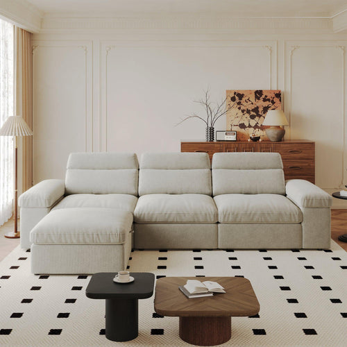 Gray Minimalist Modular 4-Seat Sofa with Down Filling.
