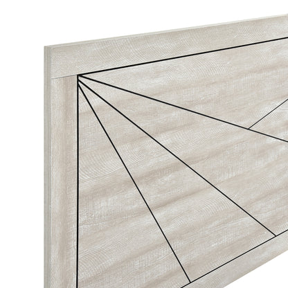 Contemporary Gray Oak Finish Queen Bed Durable Wooden Bedroom Furniture 1pc Line Pattern Headboard