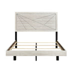 Contemporary Gray Oak Finish Queen Bed Durable Wooden Bedroom Furniture 1pc Line Pattern Headboard