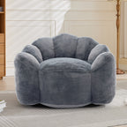 Lotus Style Compression Sofa with Pull Ring, Gray Plush Bean Bag for Living Room or Bedroom, Easy to Move, No Installation Required Bean Bag Chairs