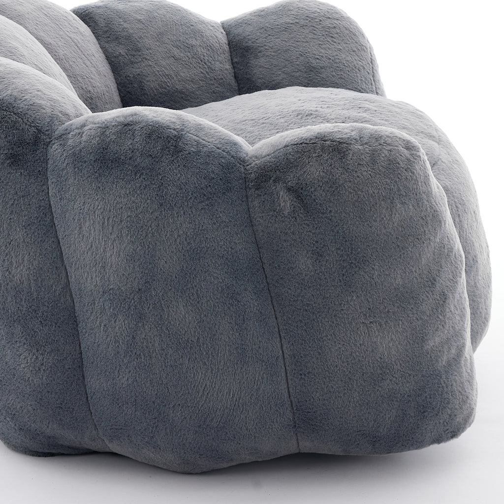 Lotus Style Compression Sofa with Pull Ring, Gray Plush Bean Bag for Living Room or Bedroom, Easy to Move, No Installation Required Bean Bag Chairs