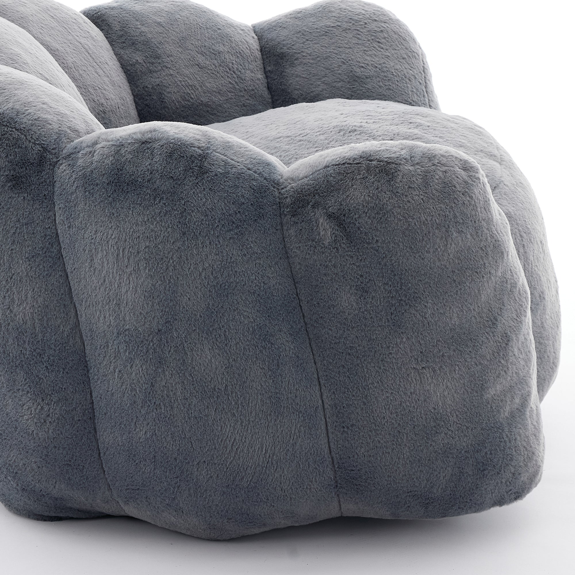 Lotus Style Compression Sofa with Pull Ring, Gray Plush Bean Bag for Living Room or Bedroom, Easy to Move, No Installation Required Bean Bag Chairs