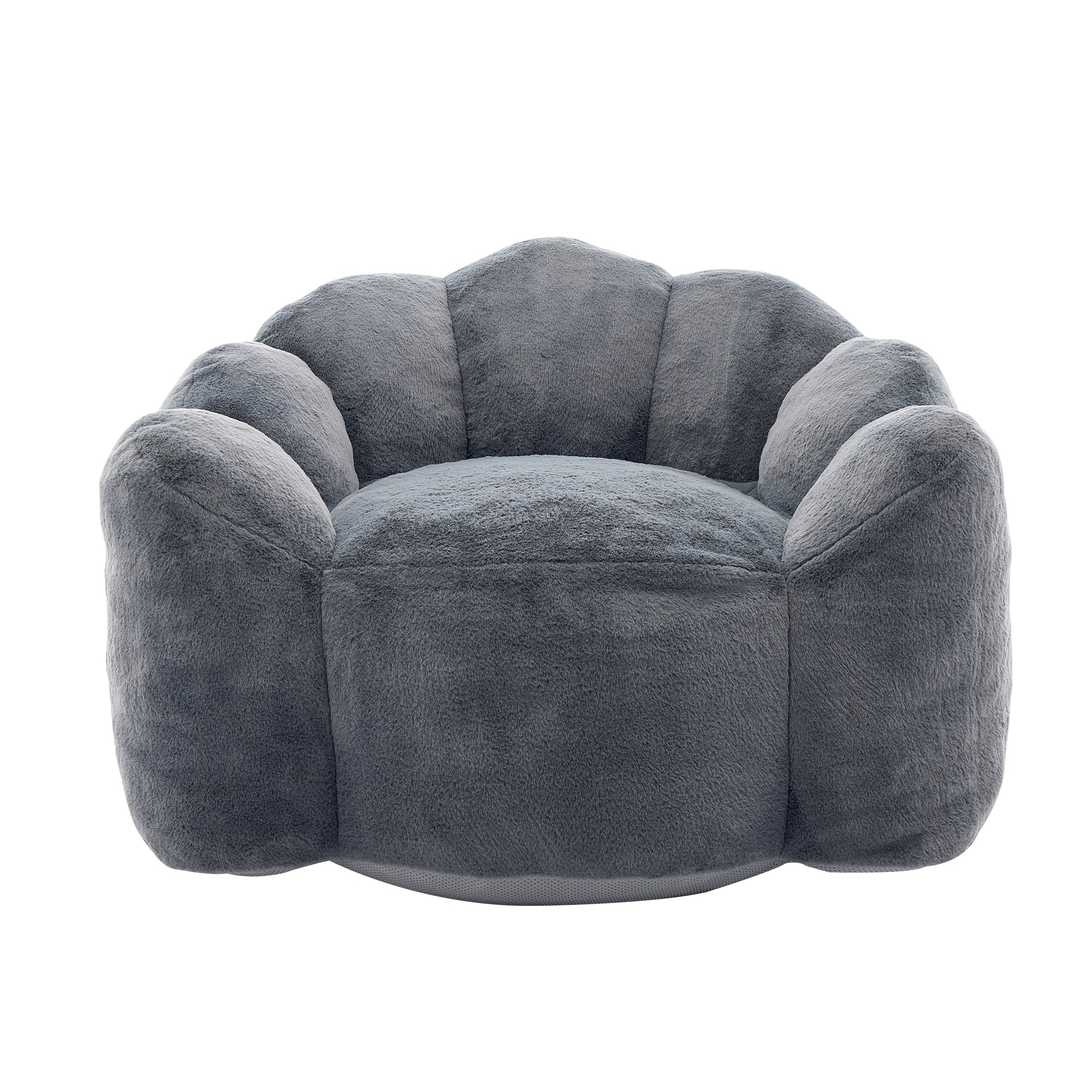 Lotus Style Compression Sofa with Pull Ring, Gray Plush Bean Bag for Living Room or Bedroom, Easy to Move, No Installation Required Bean Bag Chairs