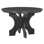 TREXM 5-piece Rustic Charm Round Dining Set with 3 Upholstered Chairs and Curved Bench for Dining Room, Kitchen and Living Room (Gray)