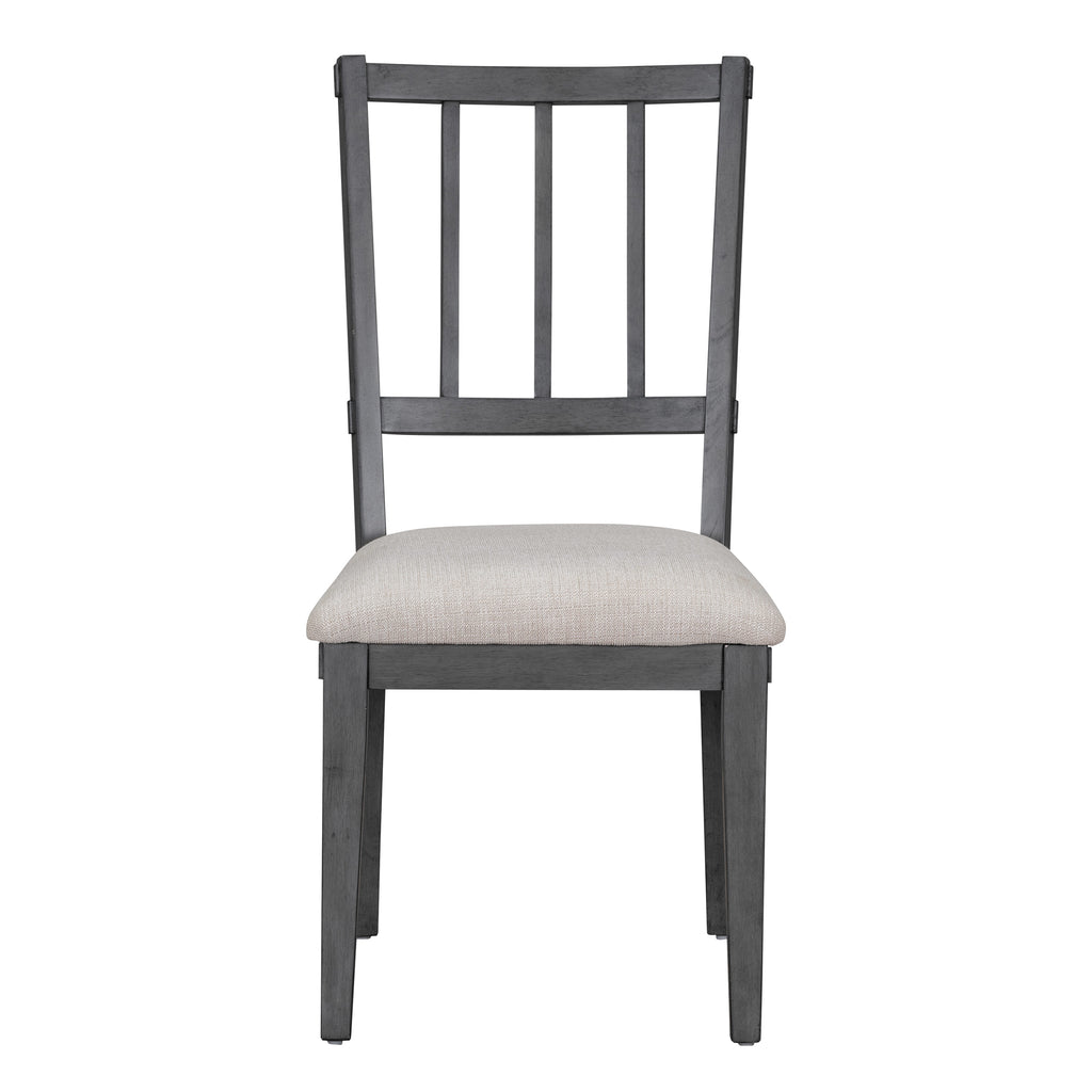 TREXM 5-piece Rustic Charm Round Dining Set with 3 Upholstered Chairs and Curved Bench for Dining Room, Kitchen and Living Room (Gray)