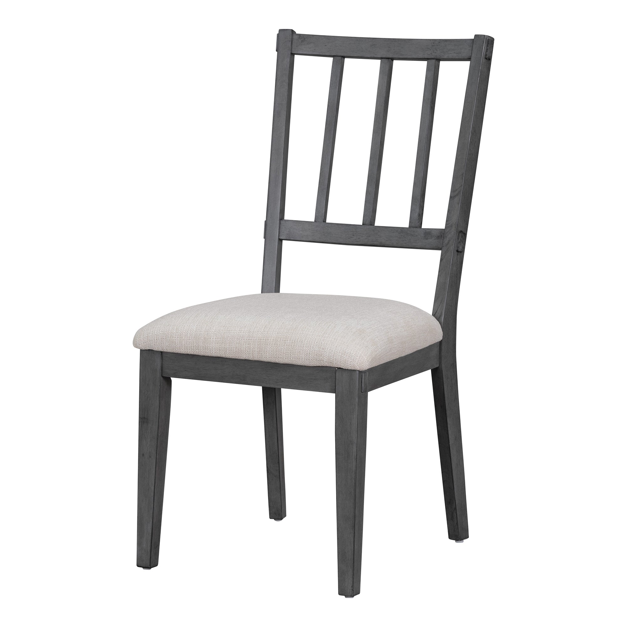 TREXM 5-piece Rustic Charm Round Dining Set with 3 Upholstered Chairs and Curved Bench for Dining Room, Kitchen and Living Room (Gray)