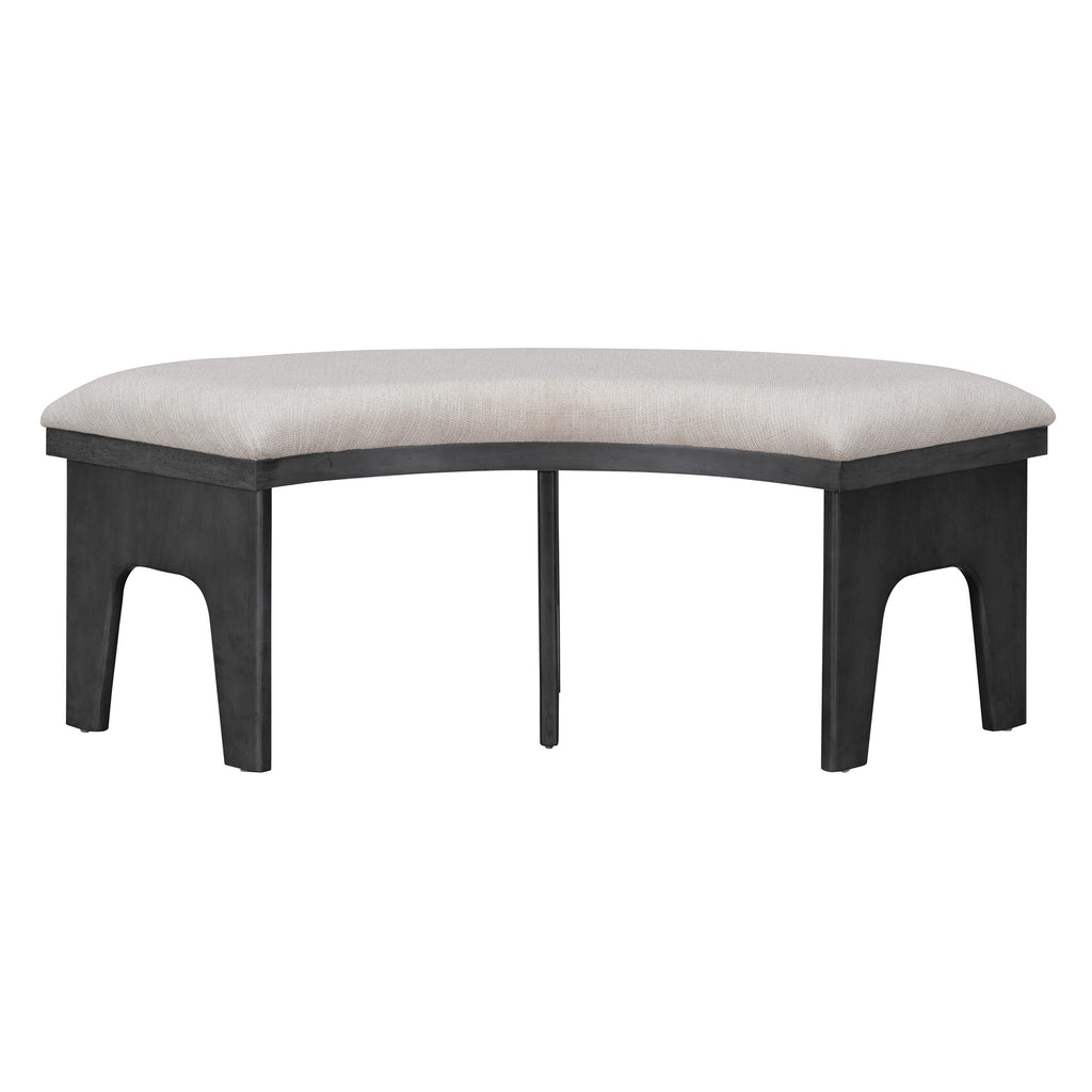 TREXM 5-piece Rustic Charm Round Dining Set with 3 Upholstered Chairs and Curved Bench for Dining Room, Kitchen and Living Room (Gray)