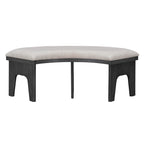 TREXM 5-piece Rustic Charm Round Dining Set with 3 Upholstered Chairs and Curved Bench for Dining Room, Kitchen and Living Room (Gray)