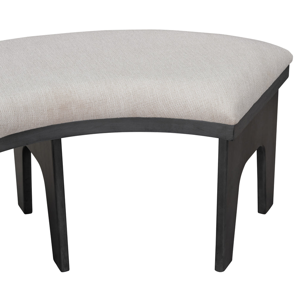 TREXM 5-piece Rustic Charm Round Dining Set with 3 Upholstered Chairs and Curved Bench for Dining Room, Kitchen and Living Room (Gray)