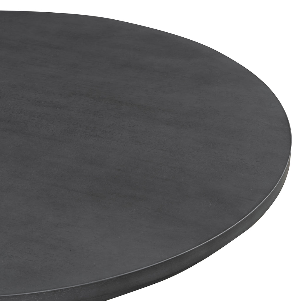 TREXM 5-piece Rustic Charm Round Dining Set with 3 Upholstered Chairs and Curved Bench for Dining Room, Kitchen and Living Room (Gray)