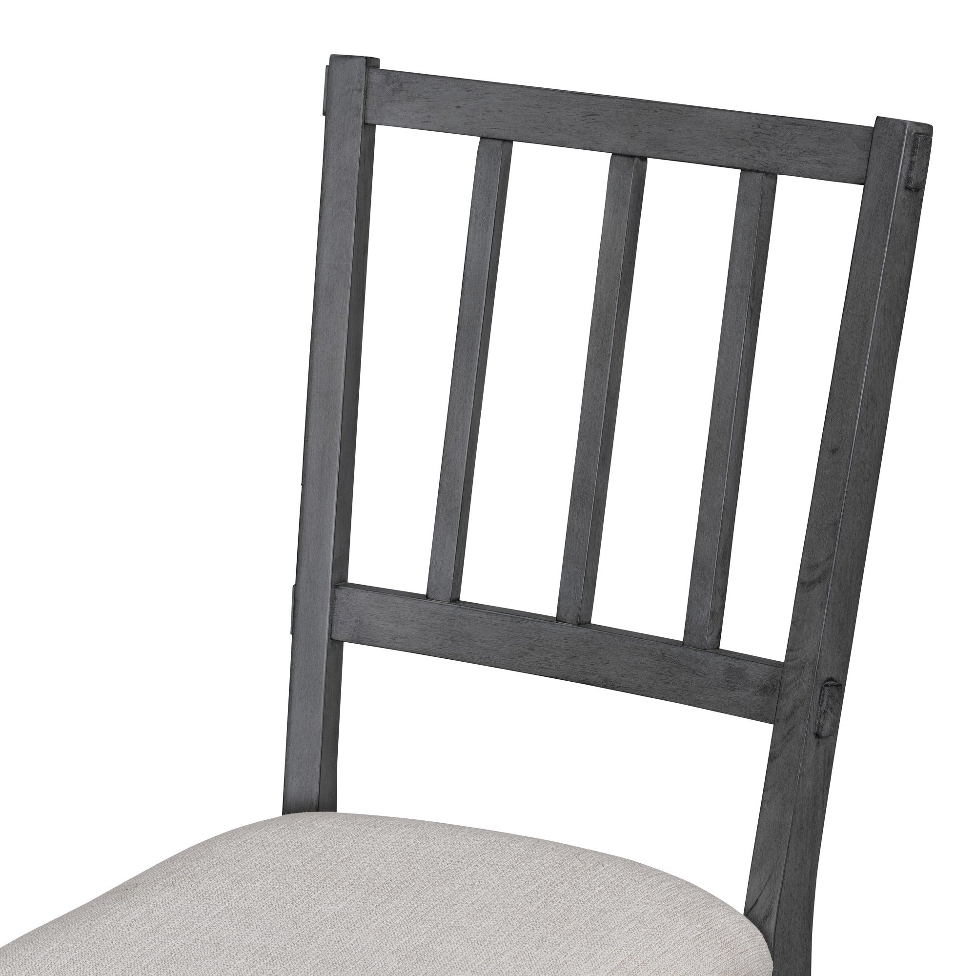 TREXM 5-piece Rustic Charm Round Dining Set with 3 Upholstered Chairs and Curved Bench for Dining Room, Kitchen and Living Room (Gray)