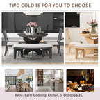 TREXM 5-piece Rustic Charm Round Dining Set with 3 Upholstered Chairs and Curved Bench for Dining Room, Kitchen and Living Room (Gray)