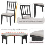 TREXM 5-piece Rustic Charm Round Dining Set with 3 Upholstered Chairs and Curved Bench for Dining Room, Kitchen and Living Room (Gray)