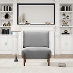 Solid wood leisure chair with modern and simple design, equipped with soft seat and backrest, suitable for use in living room or bedroom (Gray)