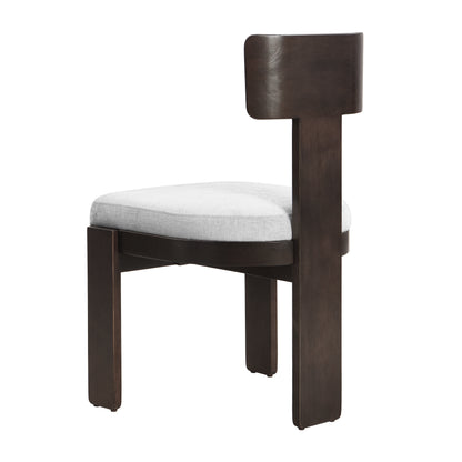 Upholstered Dining Chairs Set of 2, Fabric Side Chairs with Gray Seating Dark Brown Solid Rubber Wood Legs, 330 LBS Weight Capacity