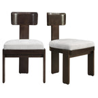 Upholstered Dining Chairs Set of 2, Fabric Side Chairs with Gray Seating Dark Brown Solid Rubber Wood Legs, 330 LBS Weight Capacity