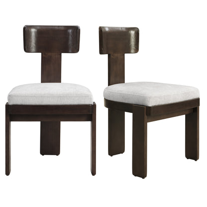 Upholstered Dining Chairs Set of 2, Fabric Side Chairs with Gray Seating Dark Brown Solid Rubber Wood Legs, 330 LBS Weight Capacity