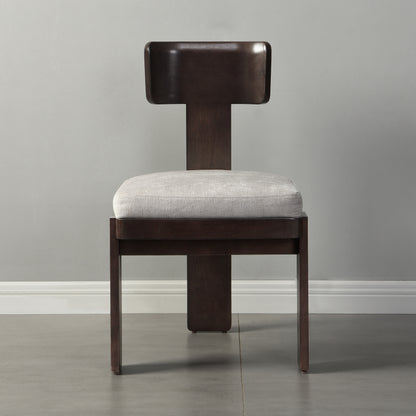 Upholstered Dining Chairs Set of 2, Fabric Side Chairs with Gray Seating Dark Brown Solid Rubber Wood Legs, 330 LBS Weight Capacity