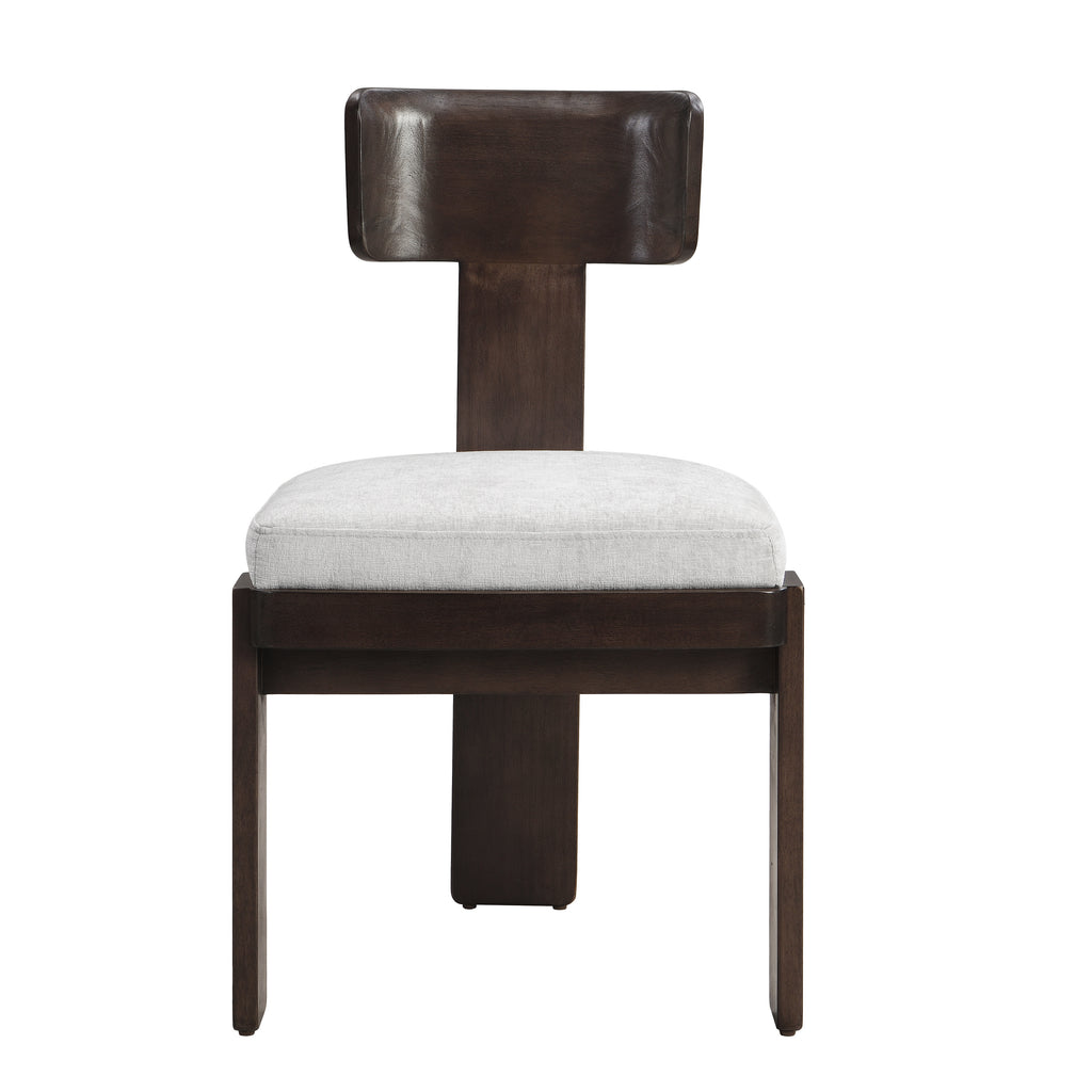 Upholstered Dining Chairs Set of 2, Fabric Side Chairs with Gray Seating Dark Brown Solid Rubber Wood Legs, 330 LBS Weight Capacity