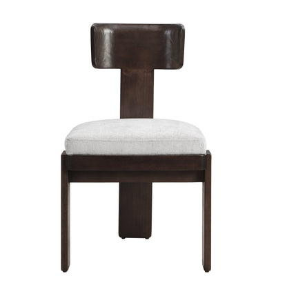 Upholstered Dining Chairs Set of 2, Fabric Side Chairs with Gray Seating Dark Brown Solid Rubber Wood Legs, 330 LBS Weight Capacity